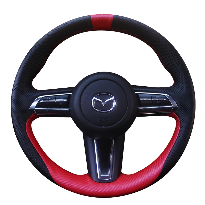 

DIY hand sewn leather steering wheel cover for Mazda CX4 Atenza cx-5 CX-3 cx-8 cx-9 onksila 2020