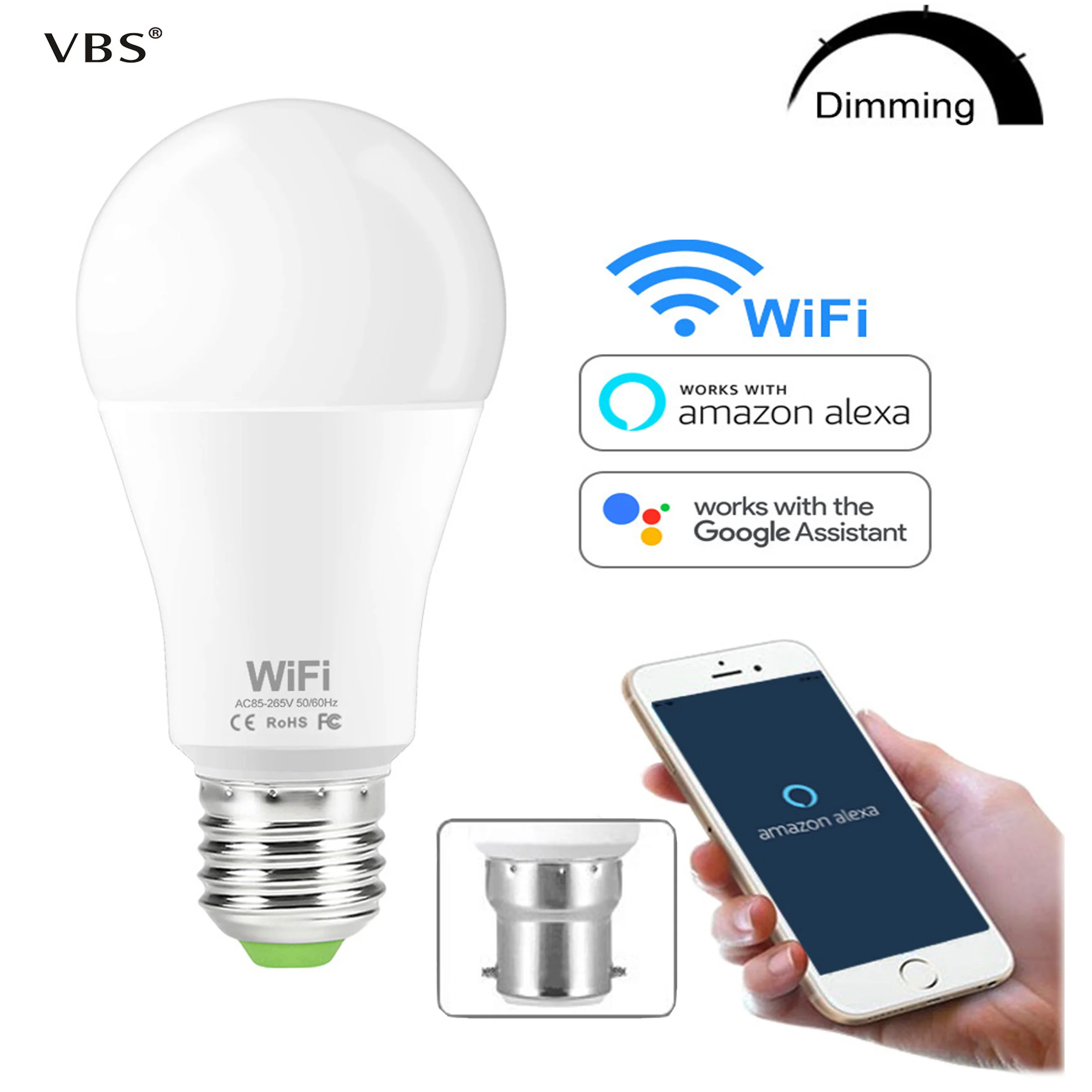 Умная лампочка с Wi Fi и регулируемой яркостью светодиодная 15 Вт E27 B22 дистанционным