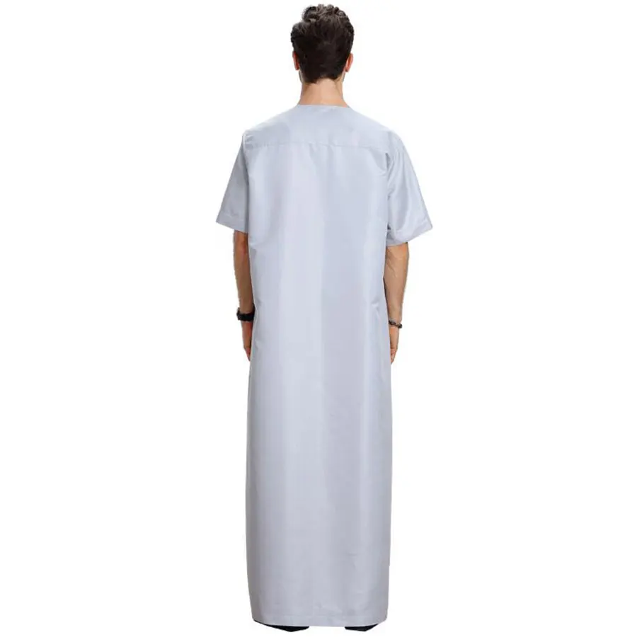 Short Sleeve Jubba Thobe For Men Islamic Clothes Summer Muslim Saudi Arabia Arabic Abaya Long Robes Traditional Kaftan Sweater