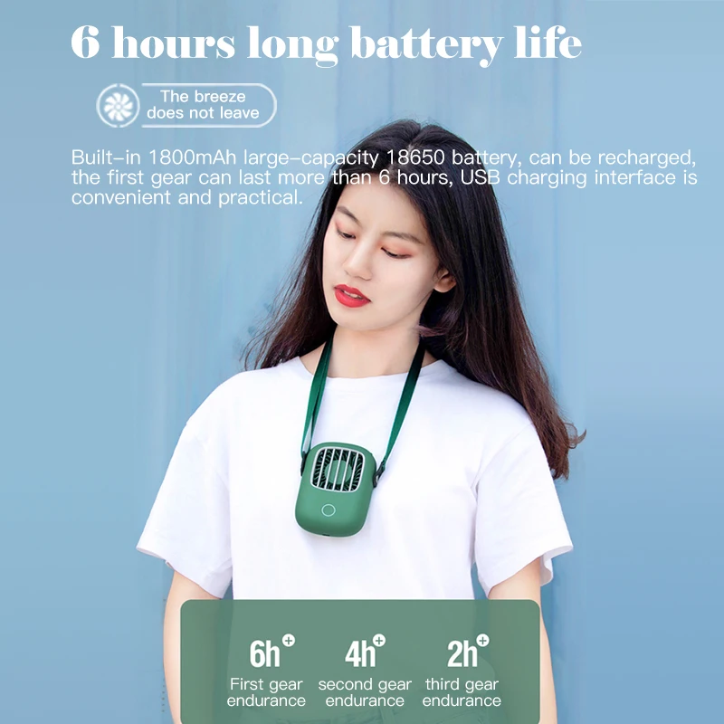 

Hands-free Neck Band Hands-Free Hanging USB Rechargeable Fan Mini Air Cooler Summer Outdoor Travel Lanyard Handfree Cooler