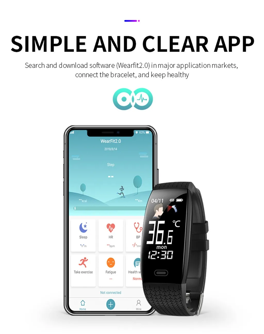 T5 тела Температура Фитнес часы IP67 Водонепроницаемый погода напоминание Smartwatch
