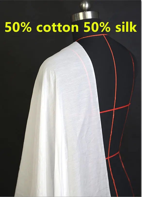Продажа 9 м 50% хлопок шелковая ткань подкладка платья белая Толщина: 8 ---- мм ширина: