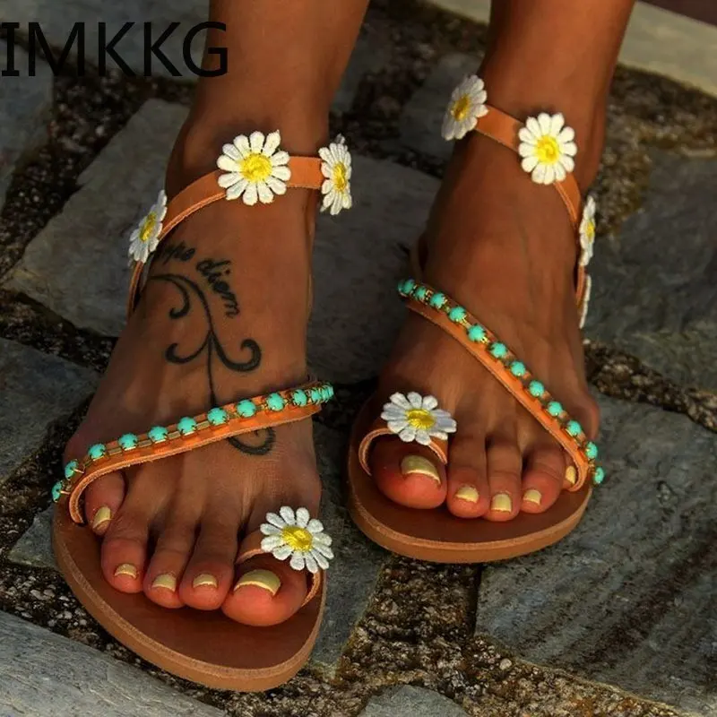 Женские сандалии в богемном стиле Летняя обувь для женщин Сандалии на плоской