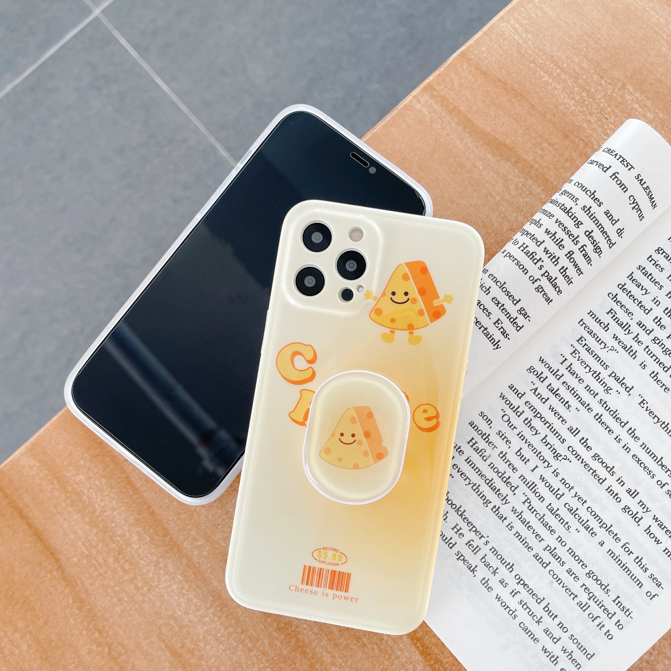 

Removable Bracket Phone Case For iPhone 12 11 Pro Max Mini XS XR XS X 8 7 SE Plus Gradient Cheese Smooth IMD Back Cover Fundas