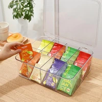 transparent tea bag organizer with lid 8 grid acrylic storage box for desktop living room dust proof storage multi function box