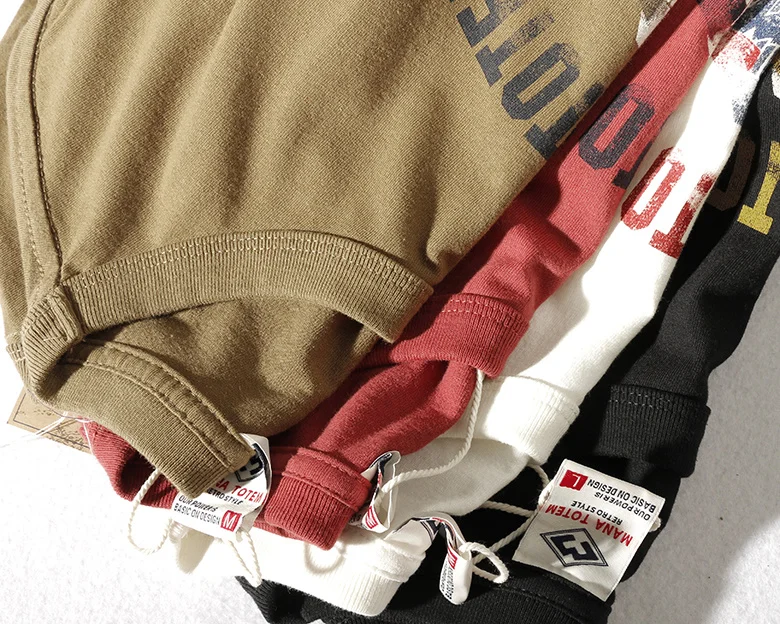 

Новинка лета 2021, Американская футболка с коротким рукавом и принтом, мужские Модные Повседневные ретро топы из чистого хлопка с потертостям...