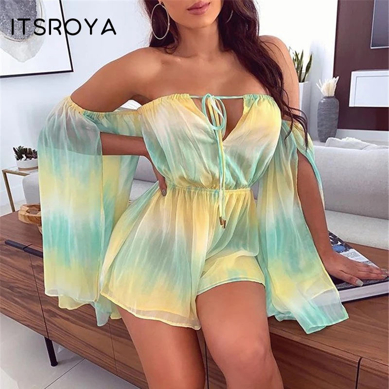 Летний сексуальный комбинезон Itsroya 2020 цветной женский без бретелек с открытой