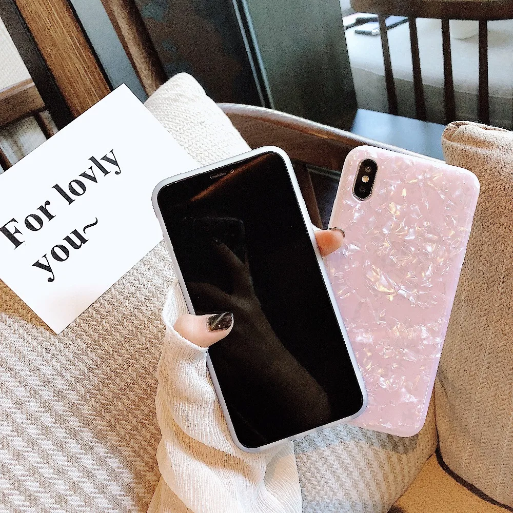 

Glossy Marble Case For iPhone 12 mini 11 Pro Max X XS XR 6s 7 8 Plus SE 2020 Bling Shell Epoxy Silicon Glitter Soft TPU Cover
