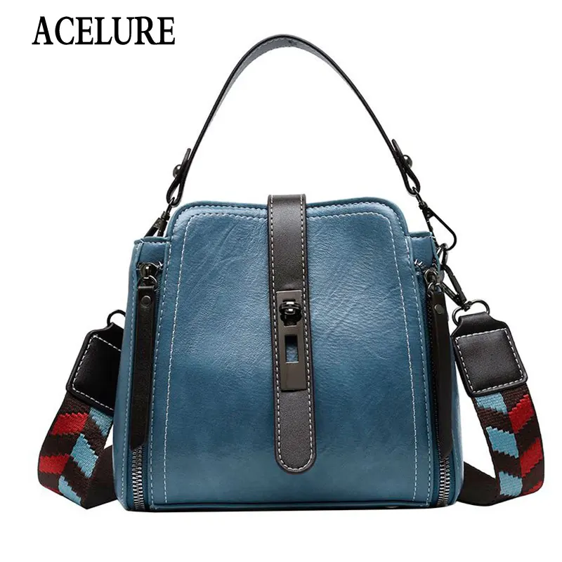 

ACELURE High Capacity Small Zipper Hasp Bucket Bags Women Fashion Solid Color PU Leather Shoulder Crossbody Bags Purse Tote Bags