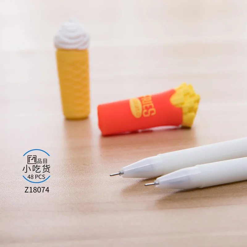 Эллен Брук 1 шт. Мультяшные кавайные гелевые ручки черного цвета для фаст фуда