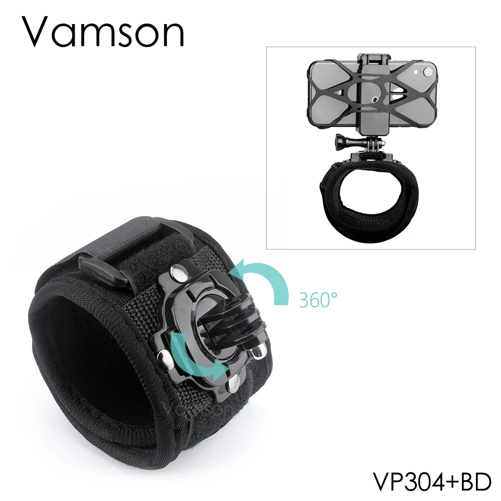 

Кронштейн для браслета Vamson на руку с держателем для телефона для iPhone 13, Xiaomi, Samsung, Huawei, для Gopro Hero 10, 9, 8, 7, 6, 5, аксессуары