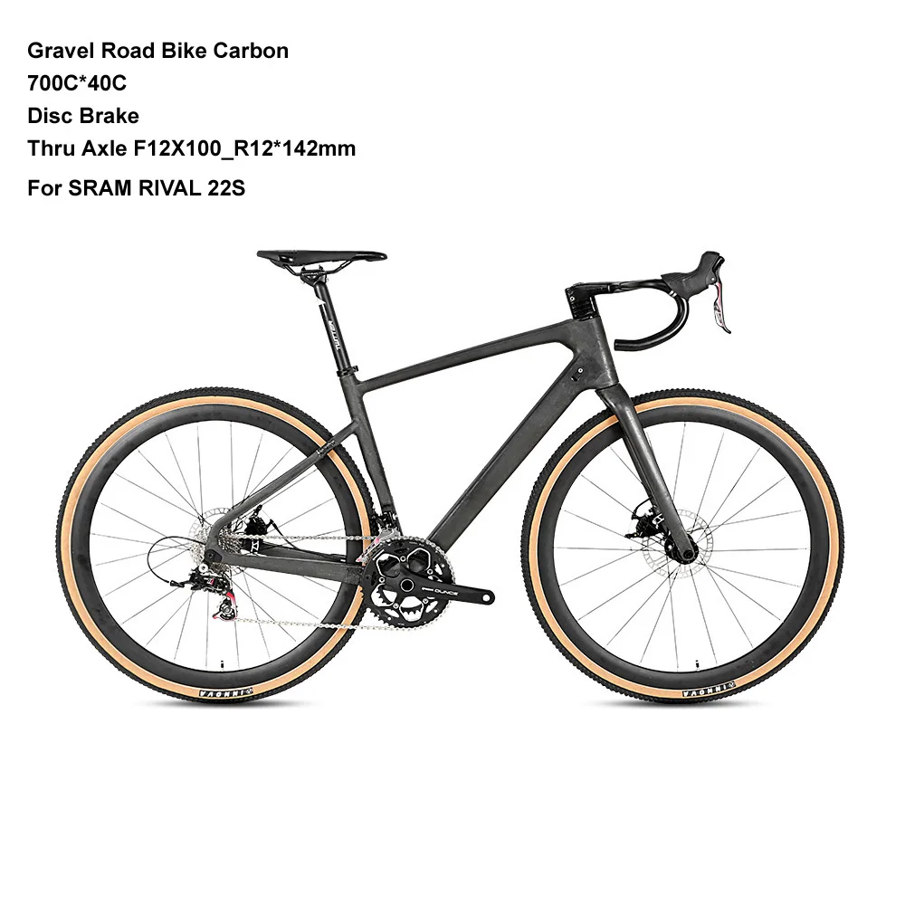

Gravel Carbon Road Bike 700c Bicycle Rival 22s Disc Brake Thru Axle F12*100mm R12*142mm 40c Tyres Off-Road Cross Country Cycling