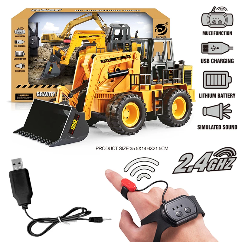 

1: 24 6 Channel RC Excavator Gesture Sensoring Engineering Vehicle Gravity Sensor Watch Control Bulldozer RC Car Gift for Kid