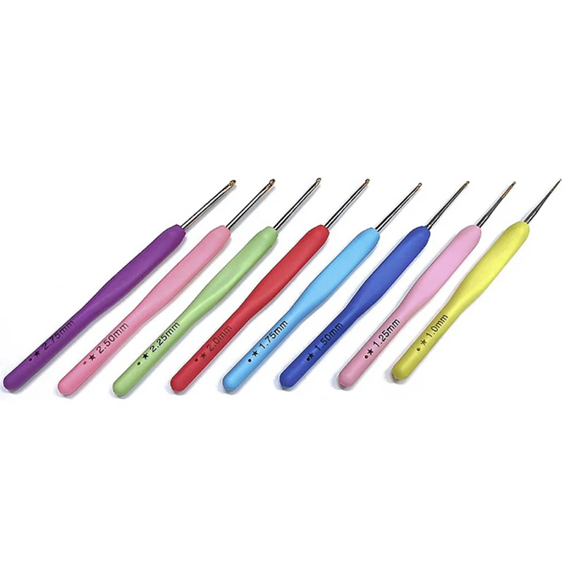 

8Pcs/Set Multicolor Plastic Handle Aluminum Crochet Hooks Knitting Needle Set 1mm-2.75mm Yarn Sweater Weave Craft Tools Gift