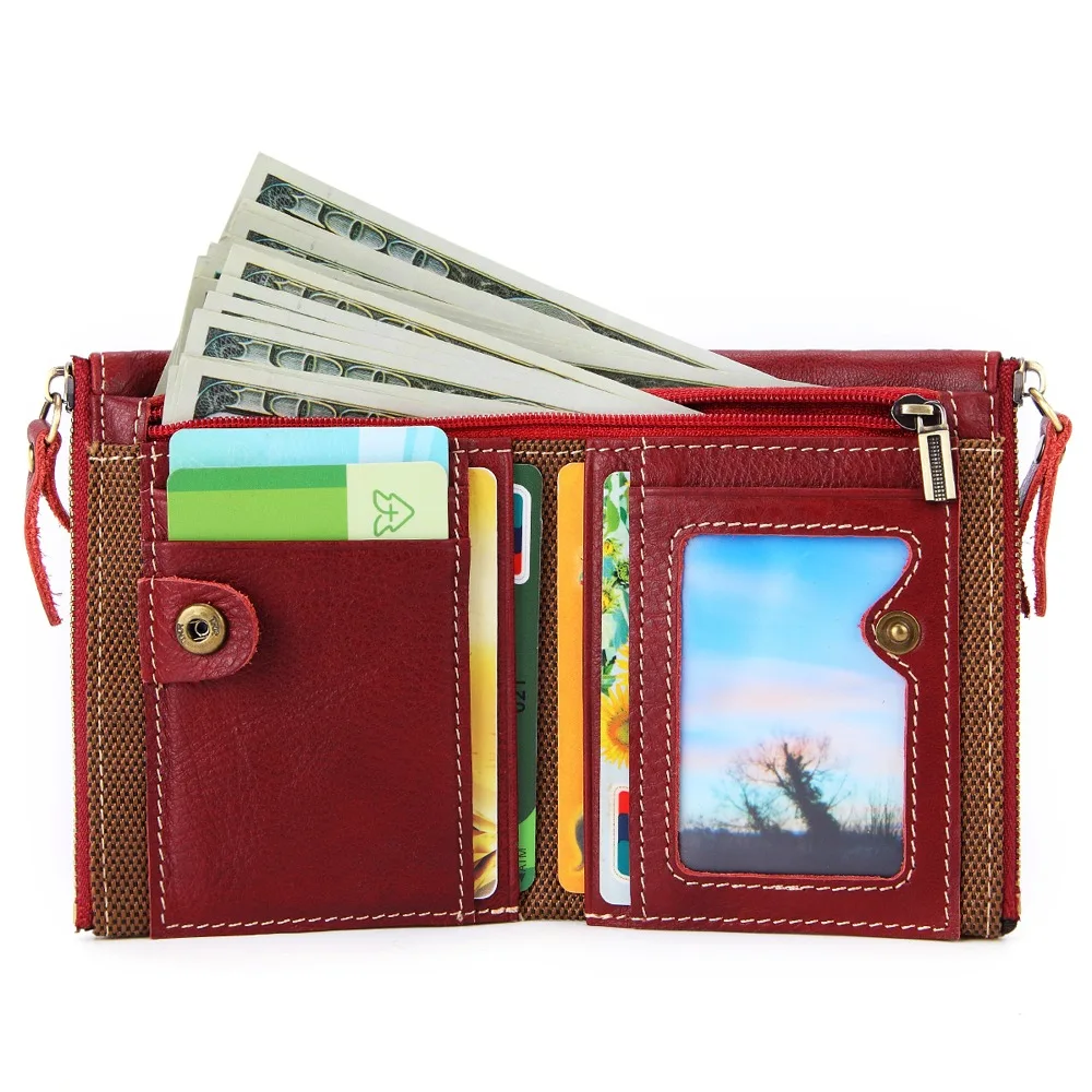 Модные женские кошельки из натуральной кожи с двойной молнией винтажный женский