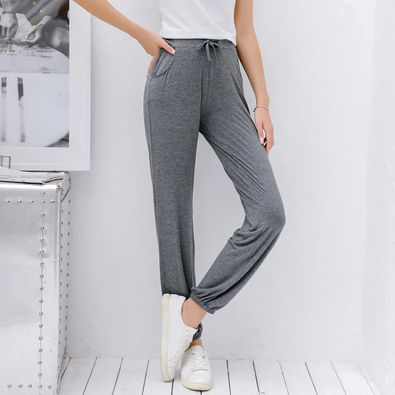 Женские повседневные штаны для сна свободные из хлопка и модала отдыха на весну