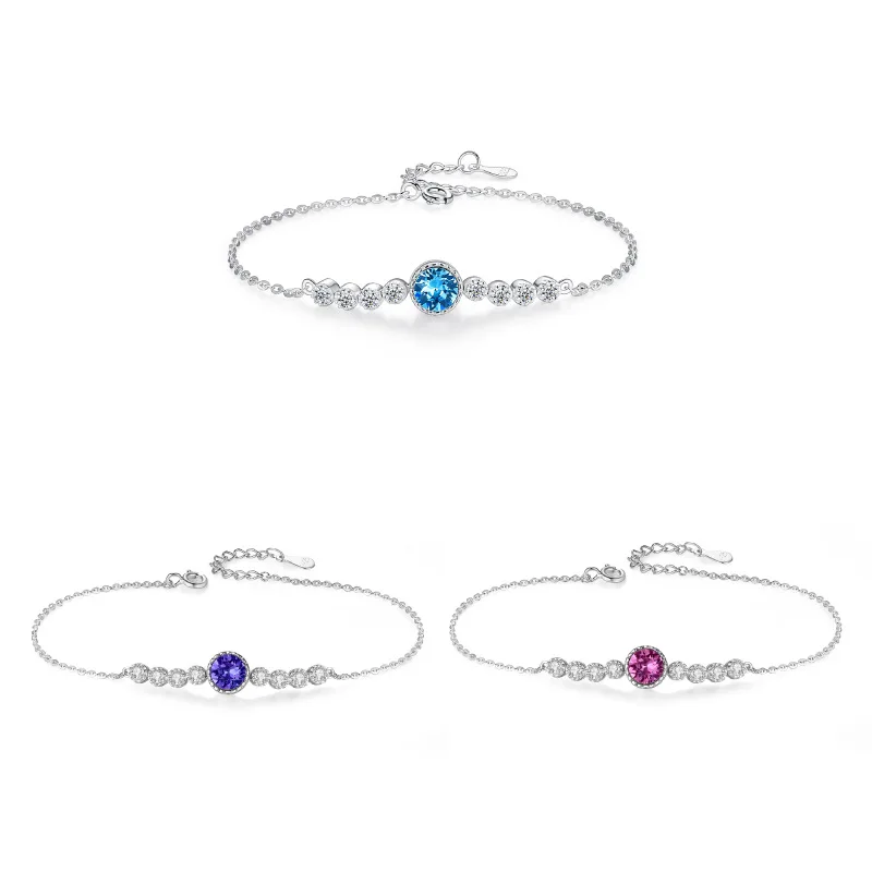

2021 New Ocean Heart S925 Sterling Silver Bracelet Women's Fashion All-match High-end Austrian Crystal Bracelet Student Jewelry