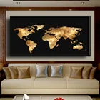 Современная Художественная карта мира чёрная Золотая абстрактная ценная картина домашняя Настенная картина рамка картины