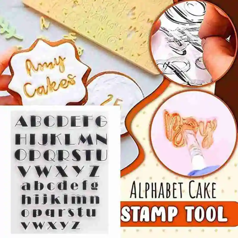 

Transparent Seal DIY Baking Silicone Rubber Stamp Letters Cookie Biscuit Cake Tools Decorating Embosser Fondant Cake Mold I3U0