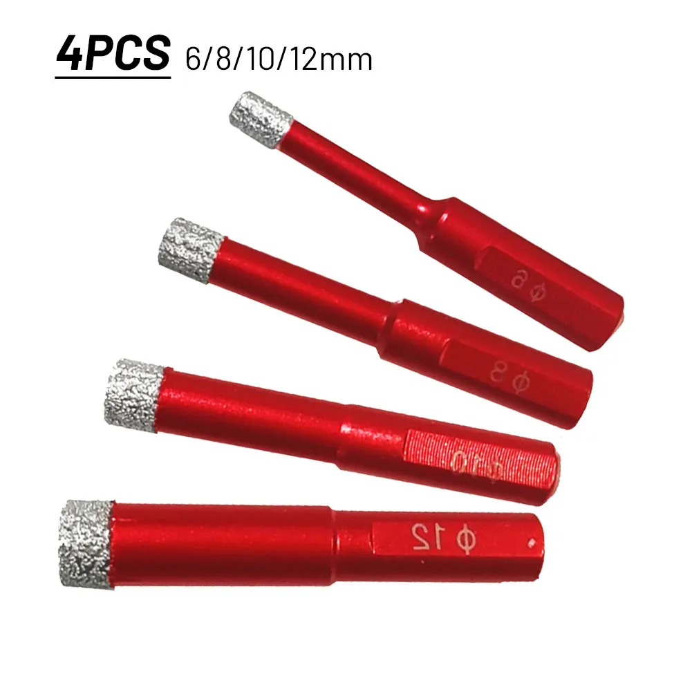 4pcs Diamond Drills Tile Dry Drill Bit 6-12MM Bits Hole Saw Cutter For Granite Marble Porcelain Stoneware Glass | Инструменты