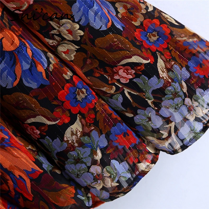 

Snican floral print Women dress bow collar casual spring mini vestidos za vestidos de invierno de manga larga 2020 robe femme