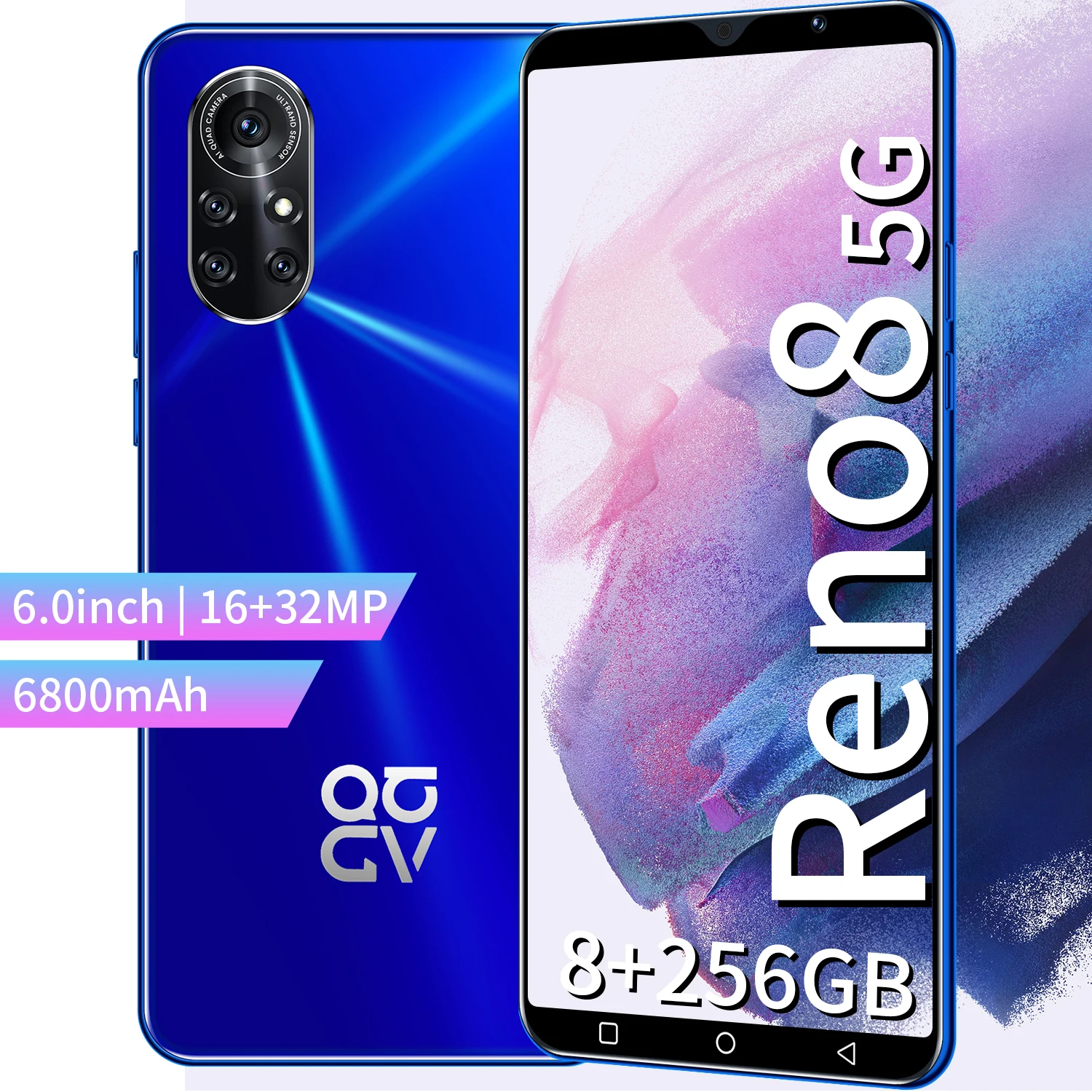 

Global Version Rino8 6.0 Inch 8GB 128/256GB MTK6889 16+32MP Face Fingerprint ID Andriod Phone 5G Network 10 Core Smartphones