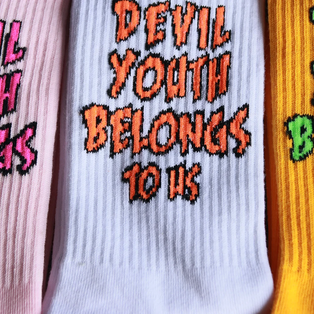 

Color Letter Language Girl Socks Unique Personality Design Street Hip Hop Cool Cotton Couple Socks