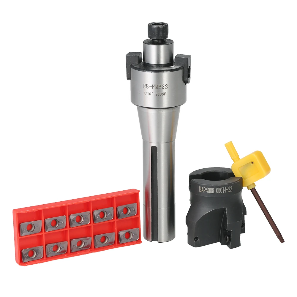 2" R8-FMB22 Shank Face Shell Mill Arbor + 400R 50MM CNC End Milling Cutter 10pcs/box APMT1604 Carbide Inserts T15 Wrench | Инструменты