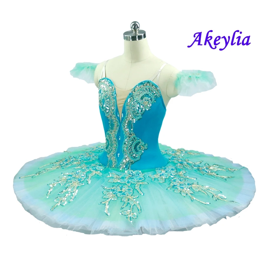 Профессиональная балетная пачка с розовой сахарной сливой небесно голубая