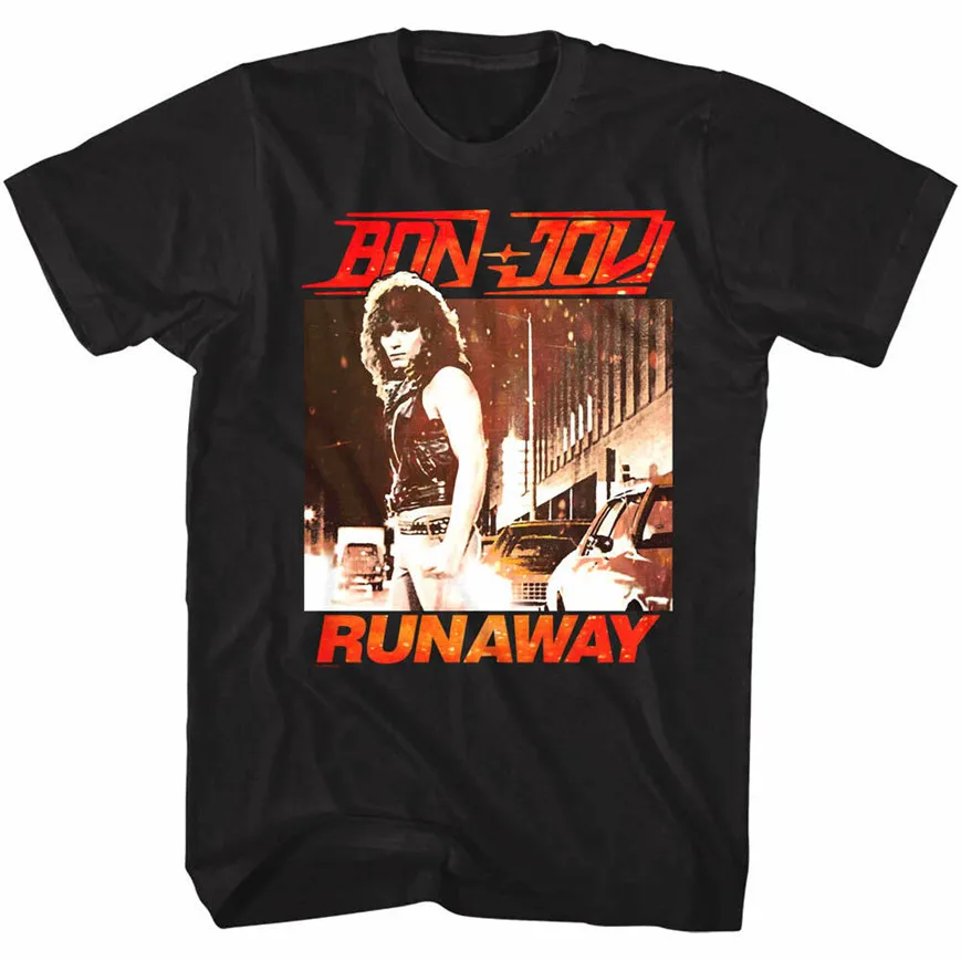 Bon Jovi Runway Album Cover Мужская футболка 80'S Hair Rock Band музыкальный Тур Merch хип хоп