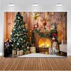 Фон для фотосъемки с изображением рождественской елки, камина, для фотостудии, для новорожденных