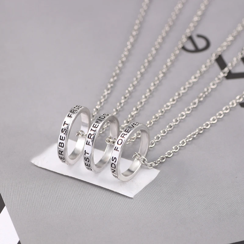 

3/2/1 Pieces/Set Retro Necklace Best Friend Letter BFF Men and Women Pendant Chain Alloy Friendship Party Jewelry Gift