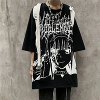 qweek gothic dark anime t shirt graphic t shirt streetwear manga vintage japanese harajuku gothic goth tee shirt top 2021 kpop