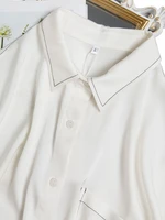 open line design concise silk short sleeve pocket shirt blouse