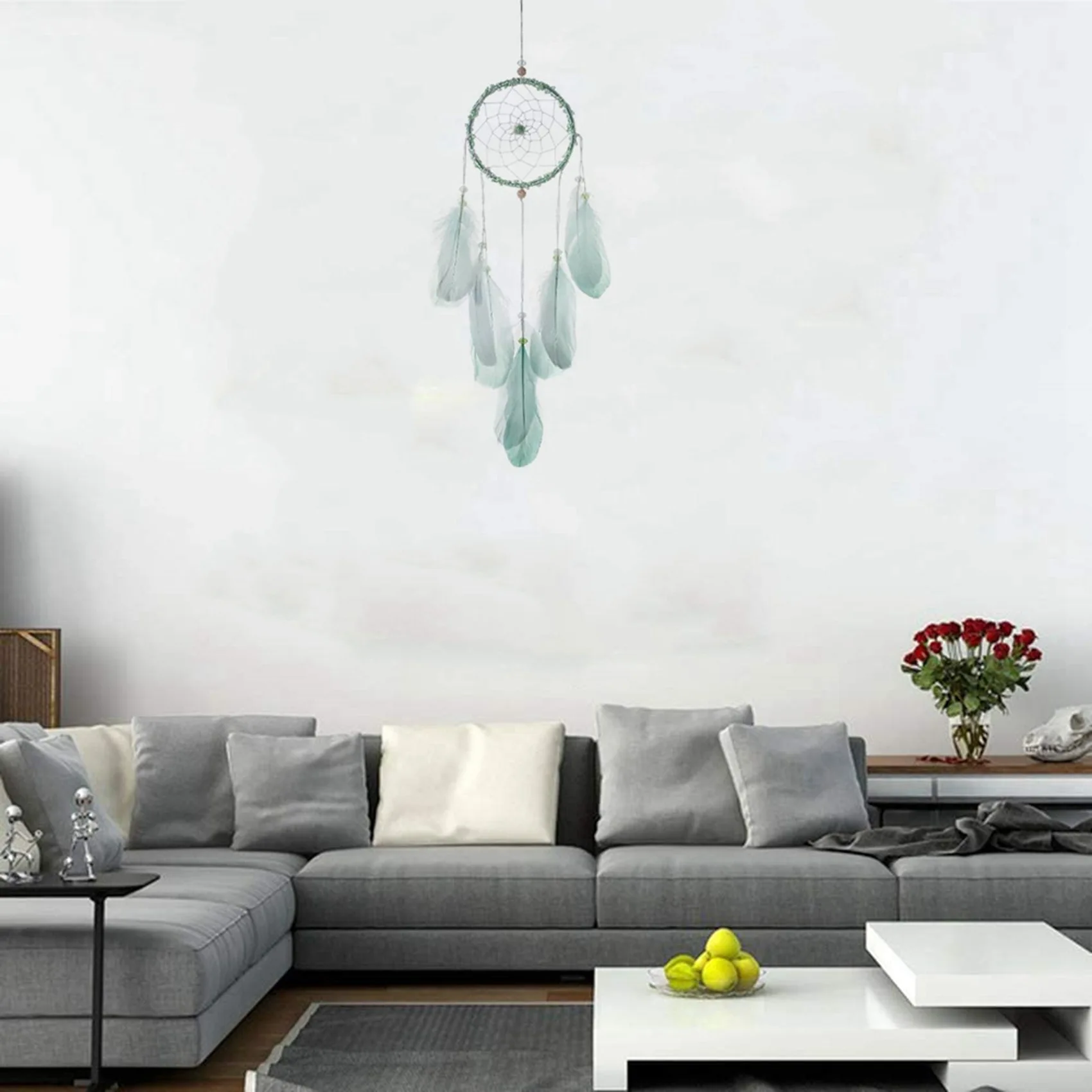 

Napkin Ring, 6-Piece Metal Napkin Holder & 1x Handmade Dream Catcher Net with Feathers Wall Hanging Dreamcatcher 50cm