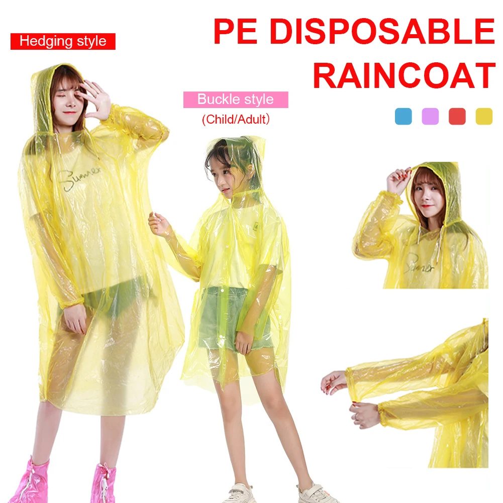 Модный одноразовый дождевик из полиэтилена водонепроницаемый дождевик-пончо с