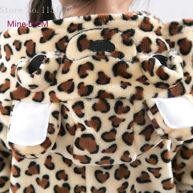 Пижама унисекс с леопардовым принтом медведя для мальчиков и девочек Фланелевая