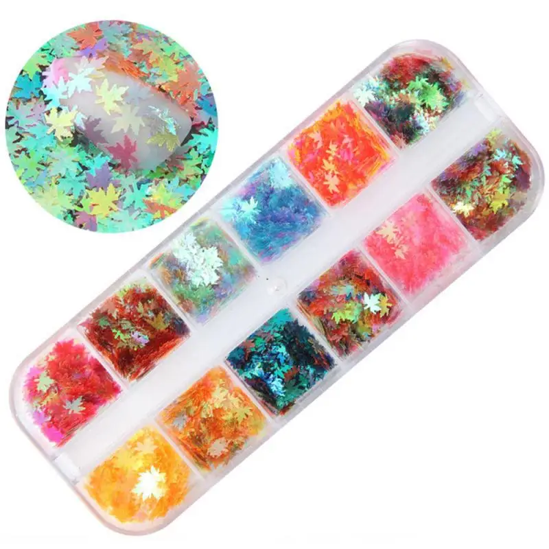 Разноцветный узор в виде кленового листа Стразы Блестки для нейл Арта (искусство