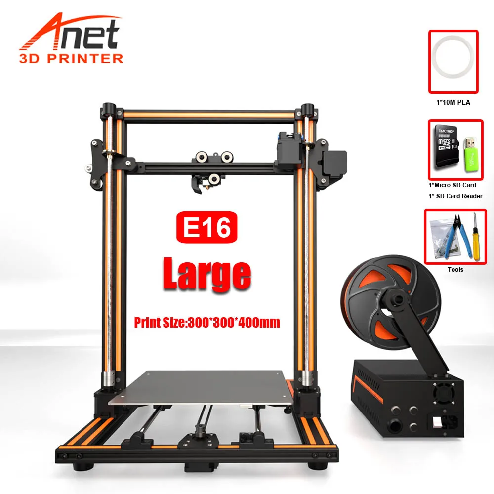 Anet A8 Plus E16 E12 E10 Большой размер Настольный FDM DIY 3d Принтер Комплект Prusa i3 Impresora 3D Imprimante 3D простая сборка - Цвет: E16 3D Printer