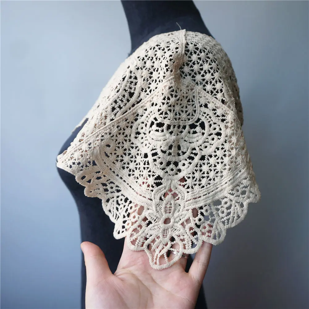 Цельный воротник из бежевой ткани вырезная вышивка нашивка Аппликации отделка