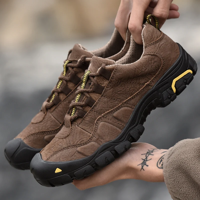 Мужская Уличная обувь горные треккинговые кроссовки мужские дышащие кожаные