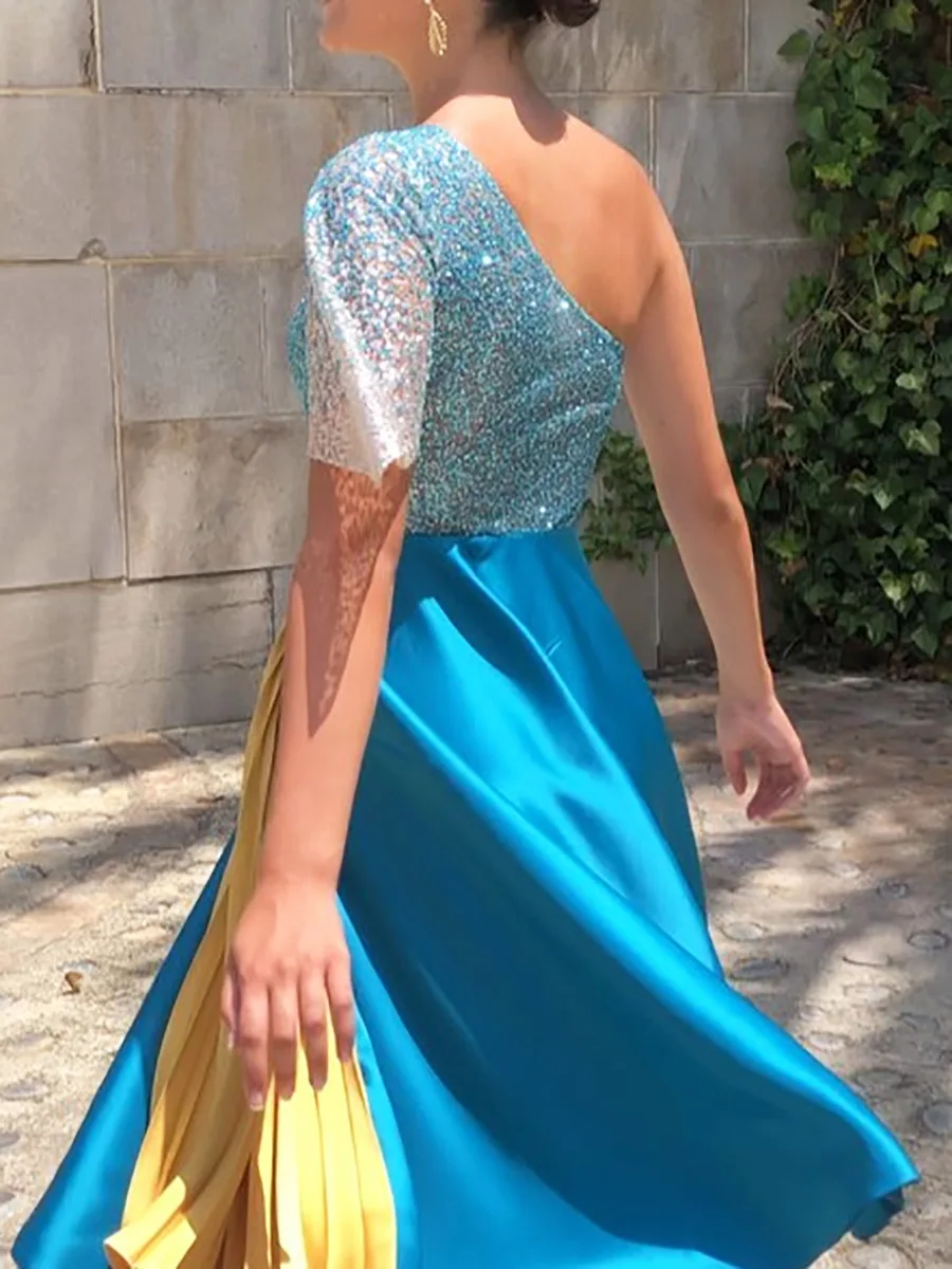 

BAZIIINGAAA Evening Dresses Gorgeous Sequins One word collar Backless Floor—Length 2021 Prom Dress Vestido De Noche