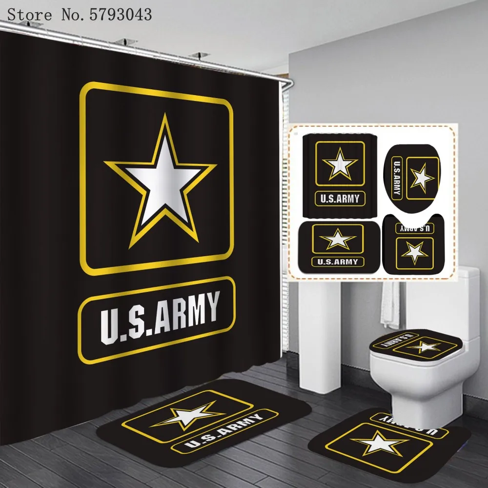 

National Flag Shower Curtains Army Machine Gun Shower Curtain Sets 3D Print Home Colorful Bathroom Curtain Set Dropshipping