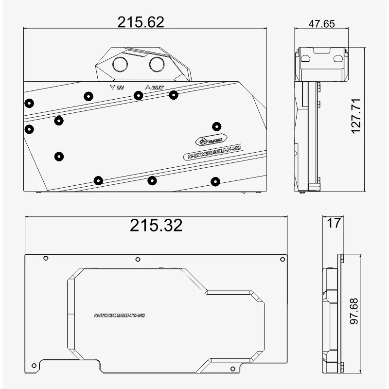 Задняя пластина Bykski полностью медный блок водяного охлаждения для