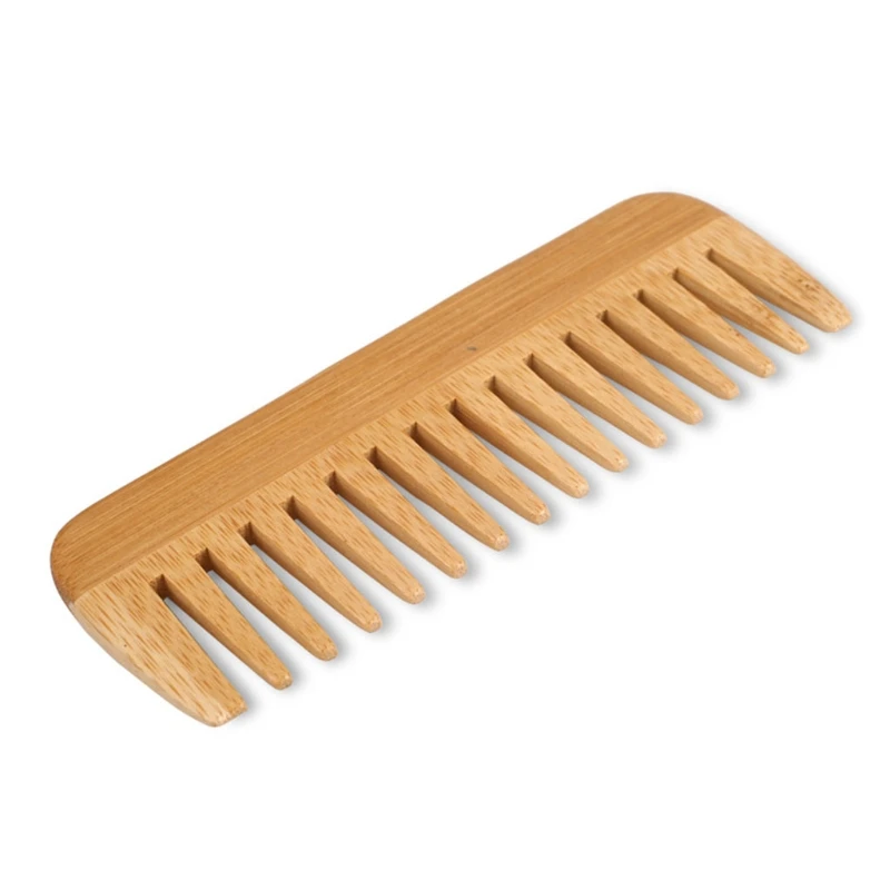 

Расческа из натурального бамбука с широкими зубьями, антистатические вьющиеся волосы для женщин и мужчин Q81B