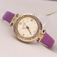julius womens watch japan quartz hours clock fashion dress bracelet leather rhinestone shell girl birthday gift no box