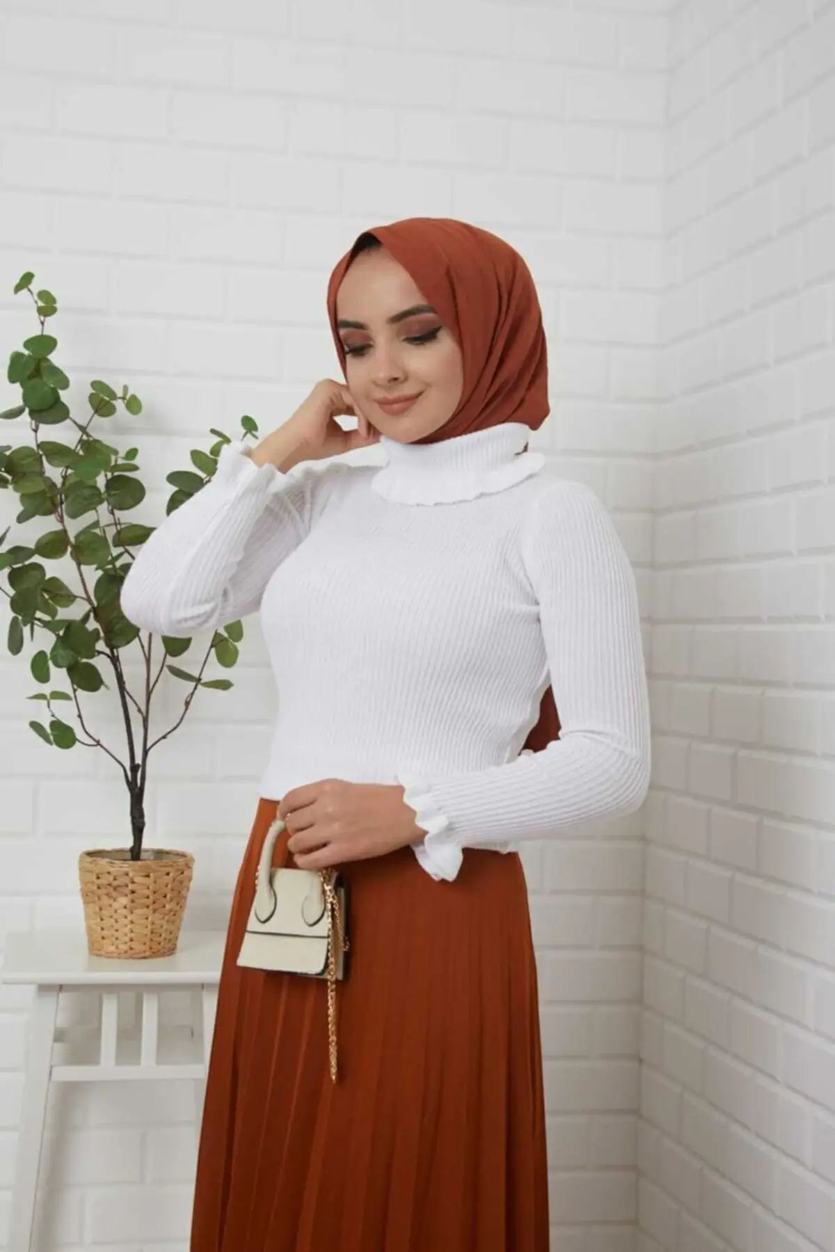

Women Color Tile Pilesel Skirt Women Muslim Clothing Skirt