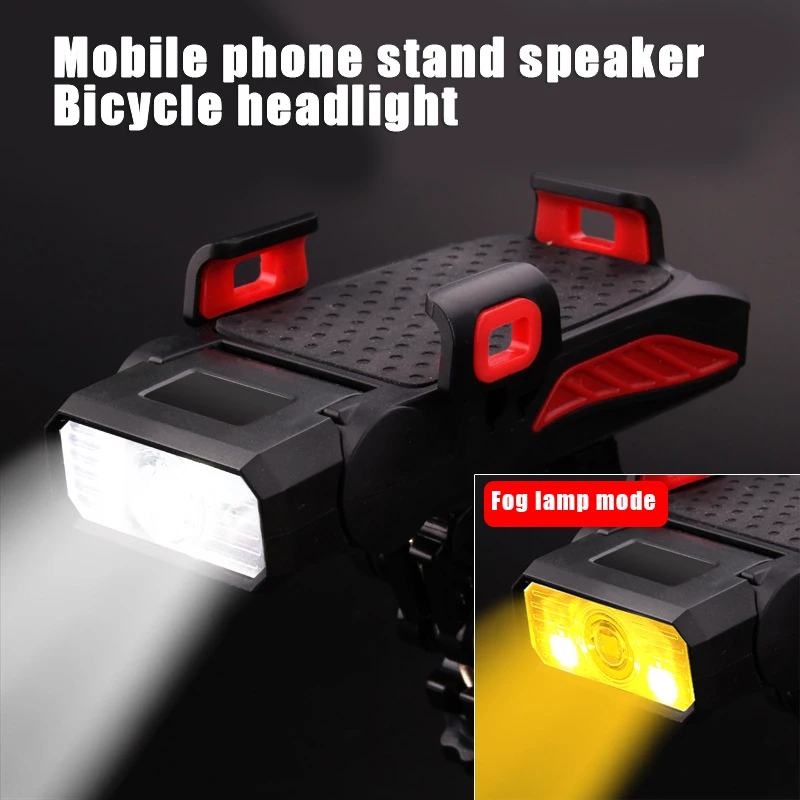 

Bike Light Set and Horn USB Rechargeable 5 Mode Bicycle Headlight Front Light Bell Phone Holder for Cycling Riding 120db JC