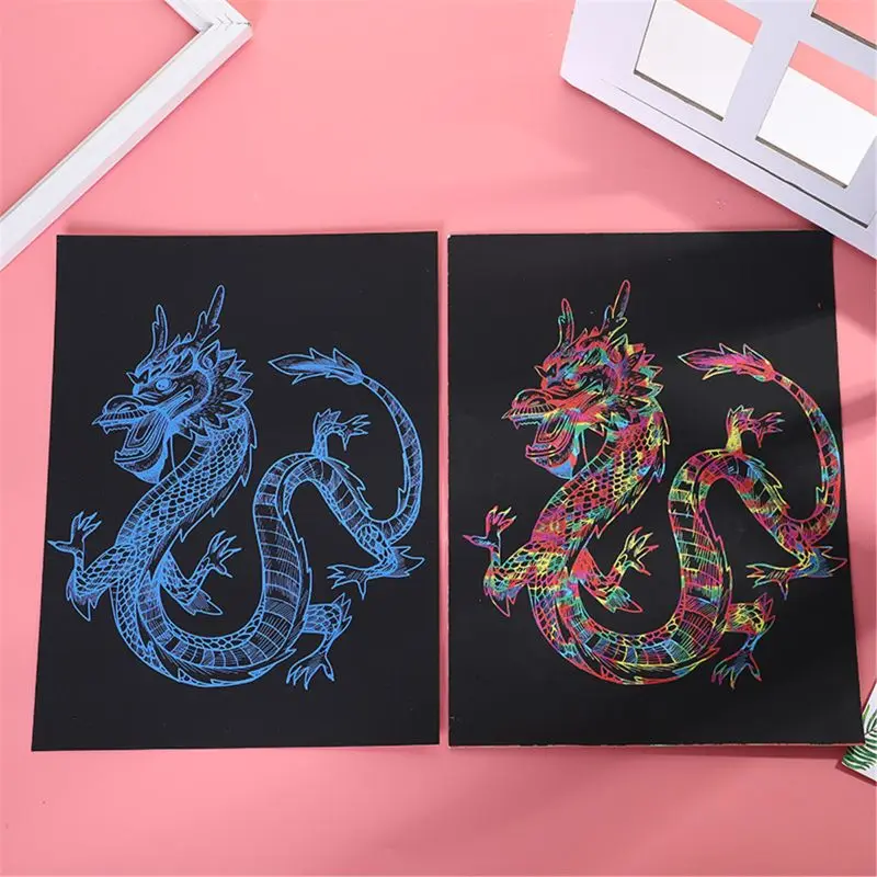 

4pcs 11"x 8" Scratch Paper Art Set for Kids Scratch Off Arts Black Scratch Off A