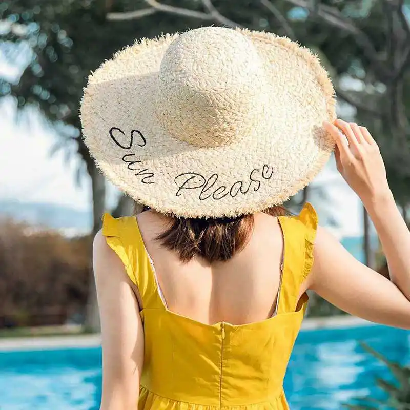 

Женская Соломенная пляжная шляпа с бантом, летняя шляпа с бантом и защитой от УФ-лучей, 2020